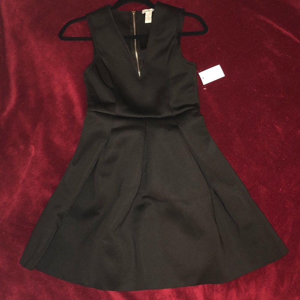 Charlotte Russe Black V-Neck Skater Dress